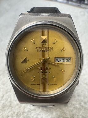 Citizen Gold Dial Automatic Watch with Black Strap